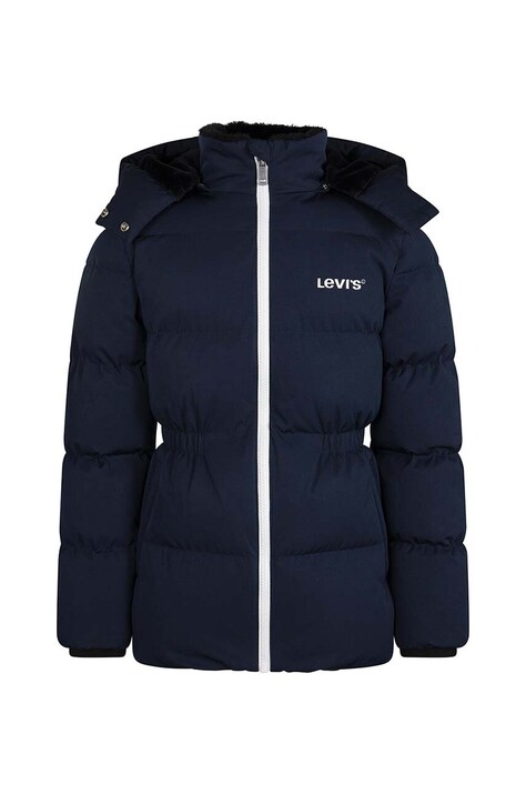 Dětská bunda Levi's MIX MEDIA THIGH LENGTH PUF modrá barva, 4EL267