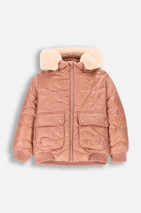 Dětská bunda Coccodrillo růžová barva, OUTERWEAR GIRL KIDS