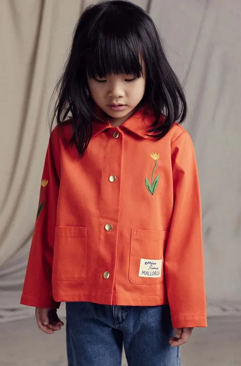 Dětská bavlněná bunda Mini Rodini Mallorca oranžová barva