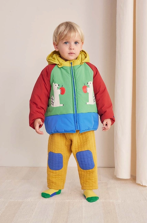 Bobo Choses geaca bebe Hungry Squirrel culoarea verde, 224AB096