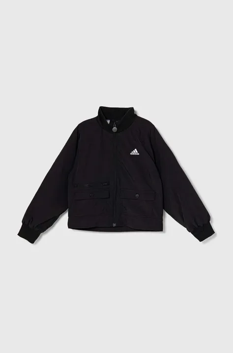 Otroška jakna adidas JAM WVKT črna barva, IV7042