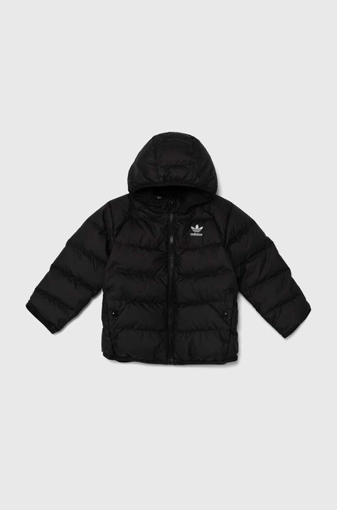 Παιδικό μπουφάν με πούπουλα adidas Originals DOWNACKET χρώμα: μαύρο, IX7493