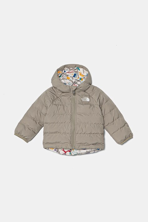 The North Face jachetă pentru copii cu două fețe BABREVERSIBLE PERRITO HOODED JACKET culoarea gri, NF0A88W31I41