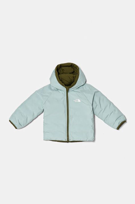 Obojestranska otroška jakna The North Face BABREVERSIBLE PERRITO HOODED JACKET zelena barva, NF0A88W3PIB1