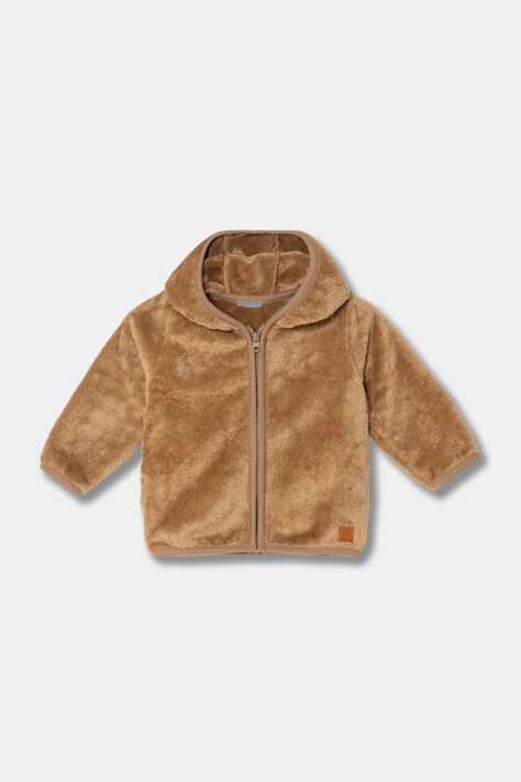 Куртка для немовлят United Colors of Benetton колір коричневий з капюшоном однотонна 30Y5A501D