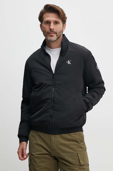 Bomber bunda Calvin Klein Jeans černá barva, přechodná, J30J325592