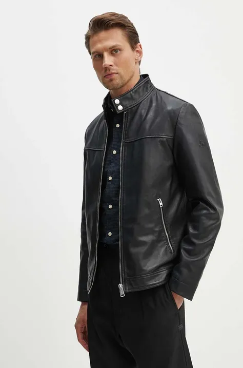 Kožená bunda Marc O'Polo pánská, černá barva, přechodná, 426700673020