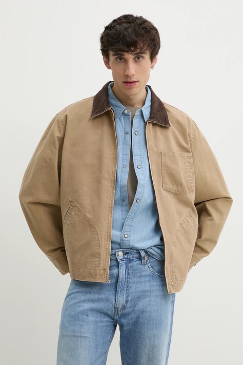 Levi's geaca jeans barbati, culoarea bej, de tranzitie, oversize, A8635