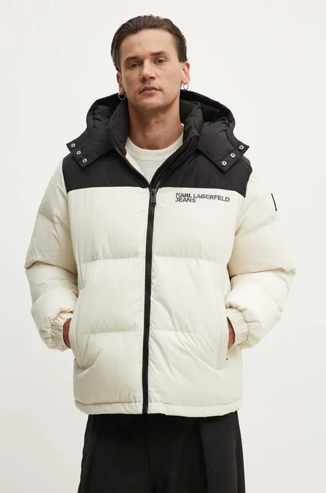 Karl Lagerfeld Jeans rövid kabát férfi, bézs, téli, 245D1506