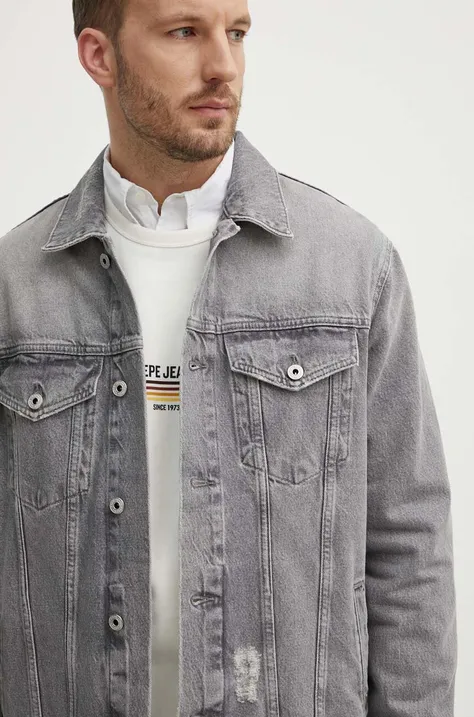 Traper jakna Pepe Jeans RELAXED JACKET za muškarce, boja: siva, za prijelazno razdoblje, PM402972UI3