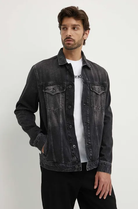 Džínová bunda Pepe Jeans RELAXED JACKET pánská, černá barva, přechodná, PM402972XH7