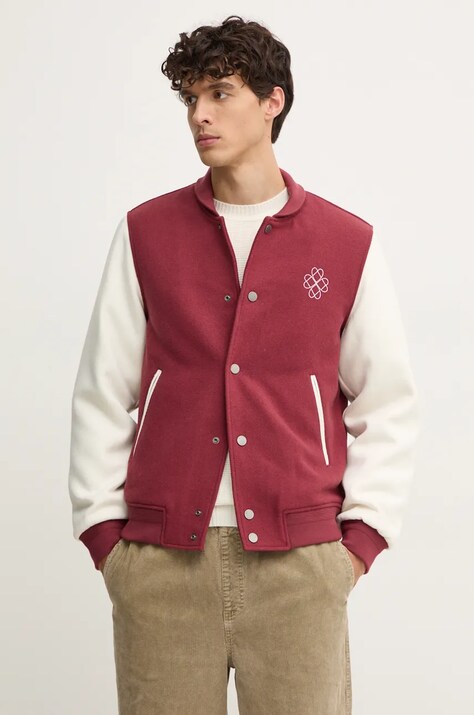 United Colors of Benetton jacheta bomber din amestec de lana culoarea rosu, de tranzitie, 2NDHUN05K