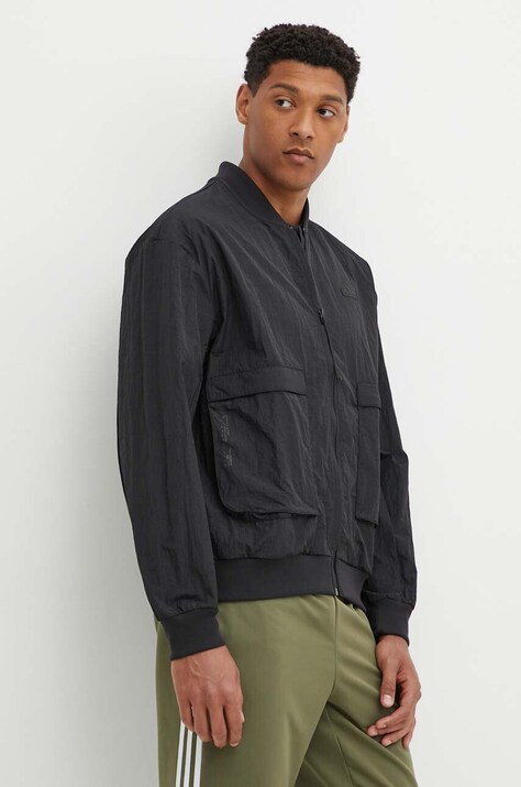 adidas geaca bomber City Escape barbati, culoarea negru, de tranzitie, IY1505