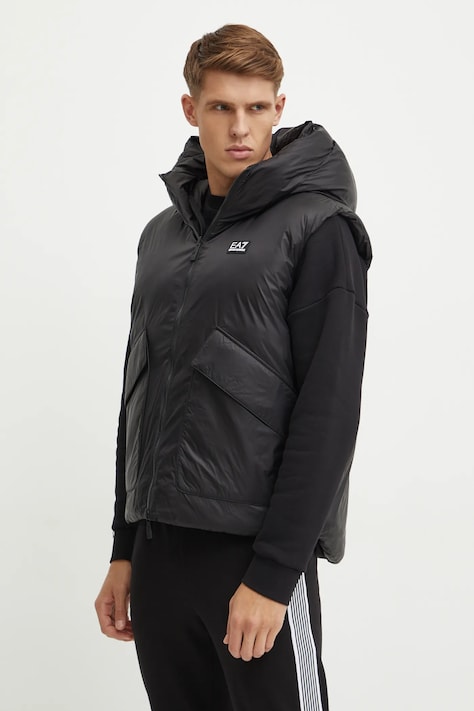 EA7 Emporio Armani vesta cu doua fete barbati, culoarea negru, de iarna, PNGAZ.6DPQ03