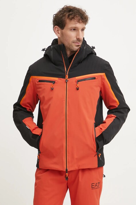 Lyžařská bunda EA7 Emporio Armani Kitzbuhel Colorblock Logo oranžová barva, PNCJZ.6DPG15