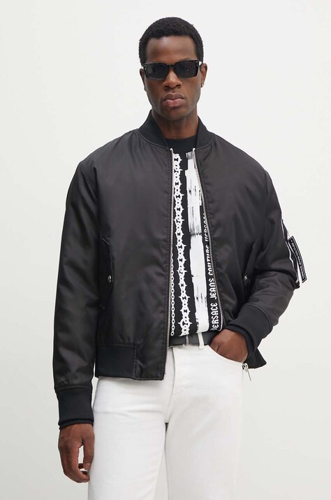 Versace Jeans Couture geaca bomber barbati, culoarea negru, de tranzitie, 77GAS405 CQD58