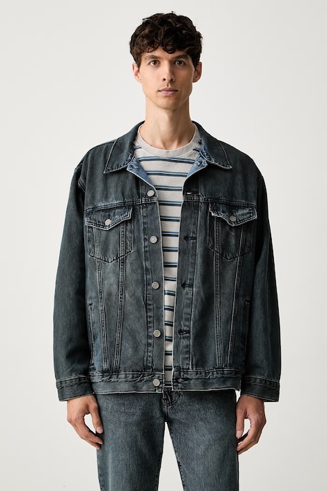 Levi's džínsová bunda pánska bavlnená RELAXED FIT modrá A5782