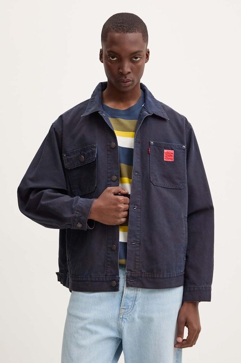 Levi's jacheta de bumbac culoarea albastru marin, de tranzitie, oversize, A4820