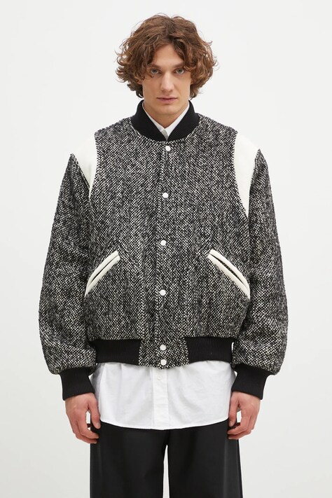 Куртка-бомбер з домішкою вовни Kenzo Wool Varsity Jacket колір чорний зимова oversize FE65BL1489OX.99