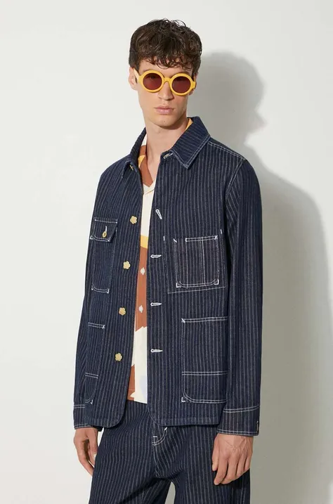Τζιν μπουφάν Kenzo Relaxed Workwear Jacket ανδρικό, χρώμα: ναυτικό μπλε, FE65DV1126F1.DM