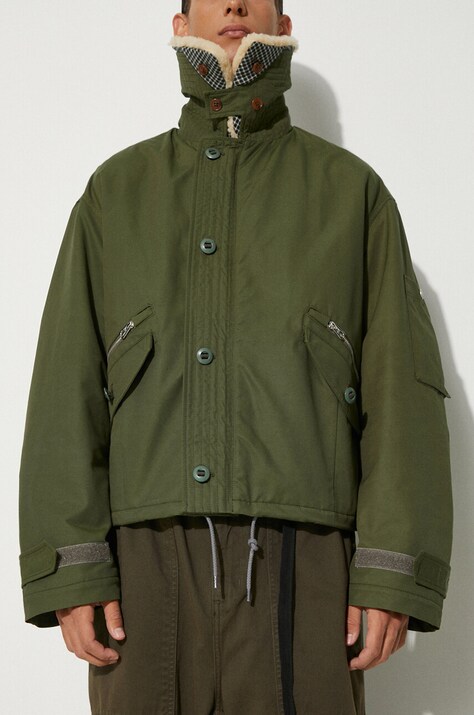 Jakna Kenzo Army Blouson za muškarce, boja: zelena, za prijelazno razdoblje, oversize, FE65BL1499OB.51