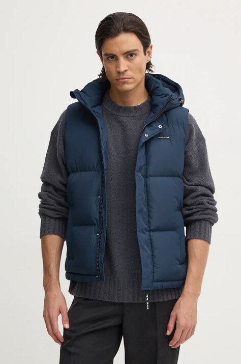 Pepe Jeans vesta TEDDY barbati, culoarea albastru marin, de iarna, PM403015