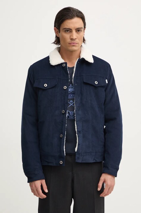 Pepe Jeans geaca din velur THRIS culoarea albastru marin, de tranzitie, PM403035
