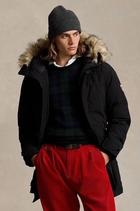 Polo Ralph Lauren geaca de puf barbati, culoarea negru, de iarna, 710940235