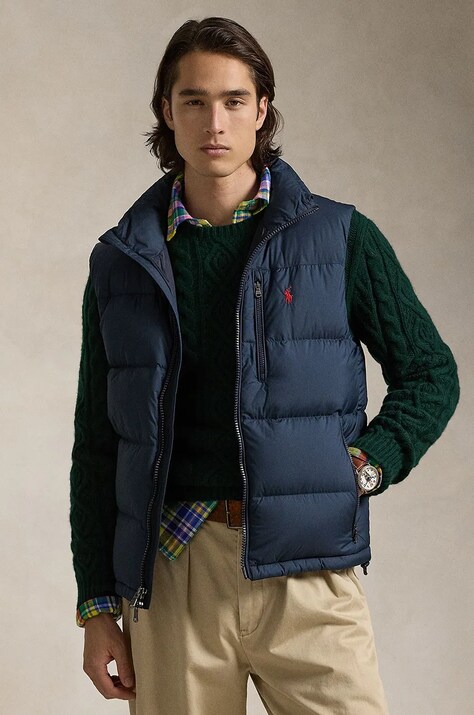 Polo Ralph Lauren vesta de puf barbati, culoarea negru, de iarna, 710940236