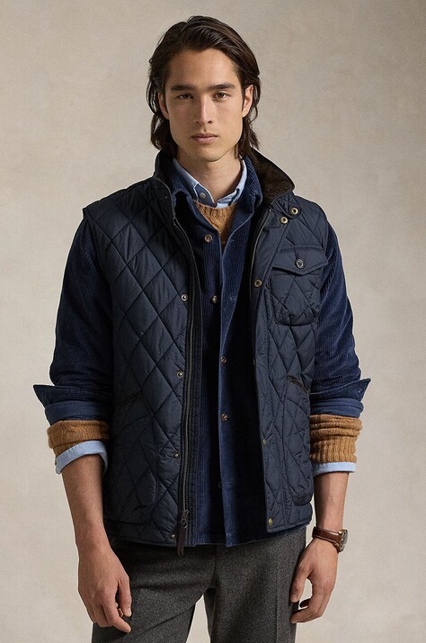 Polo Ralph Lauren vesta barbati, culoarea albastru marin, de tranzitie, 710940375