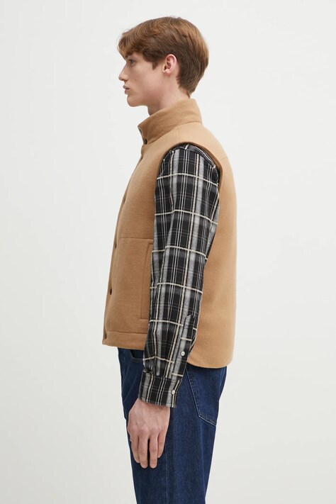 Paul Smith bezrękawnik puchowy męski kolor brązowy zimowy M1R-058Z-N02472