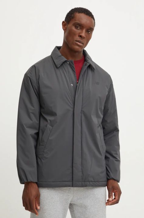 New Balance geaca Coaches Jacket barbati, culoarea gri, de tranzitie, MJ43504ACK