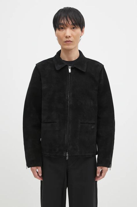 Велурено яке Filling Pieces Leather Jacket Suede в черно преходен модел 75922791861