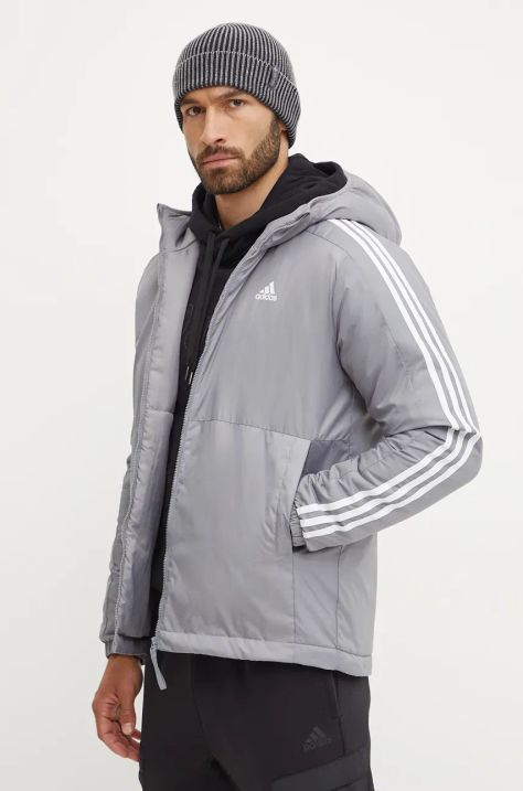 adidas rövid kabát Essentials férfi, szürke, átmeneti, IX8897