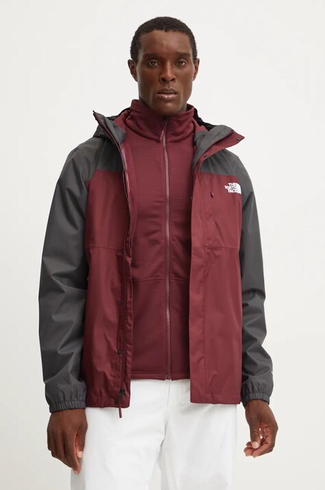 The North Face jacheta de exterior Quest Triclimate culoarea bordo, NF0A3YFH7OK1