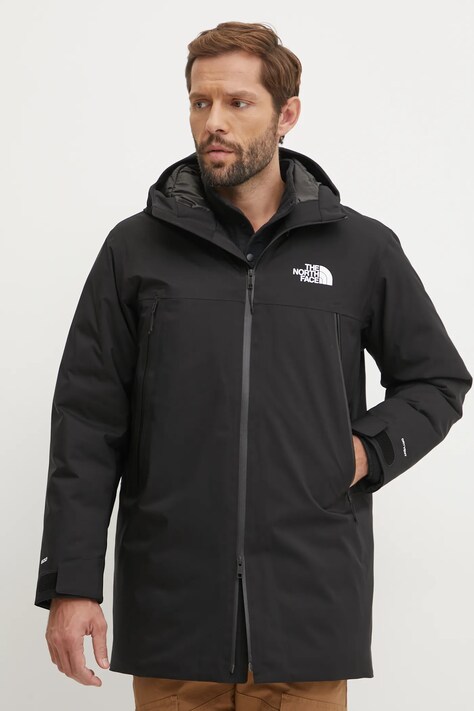 The North Face geaca de puf MTN Range barbati, culoarea negru, de tranzitie, NF0A88WEJK31