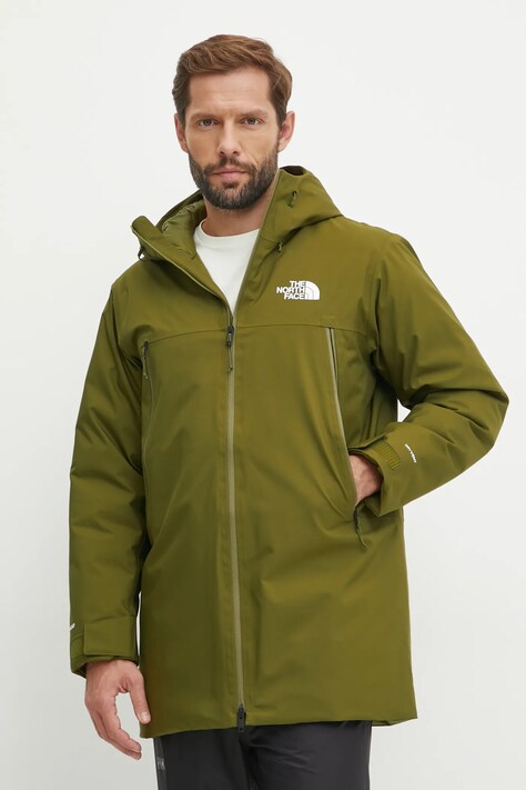 The North Face geacă de puf MTN Range bărbați, culoarea verde, de iarnă, NF0A88WEPIB1