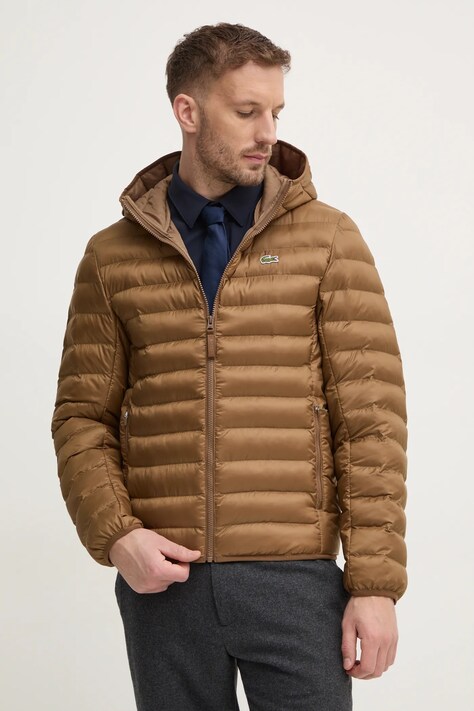 Куртка Lacoste чоловіча колір коричневий перехідна BH2909