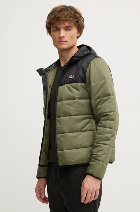 Lacoste geaca barbati, culoarea verde, de tranzitie, BH6763