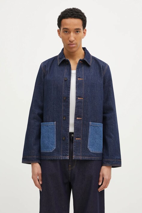 A.P.C. kurtka jeansowa Veste Anthonin męska kolor granatowy przejściowa COHDM-M02967