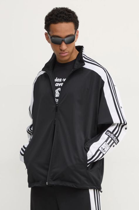 Mikina adidas Originals Megabreak Jacket pánska, čierna farba, vzorovaná, JN0810