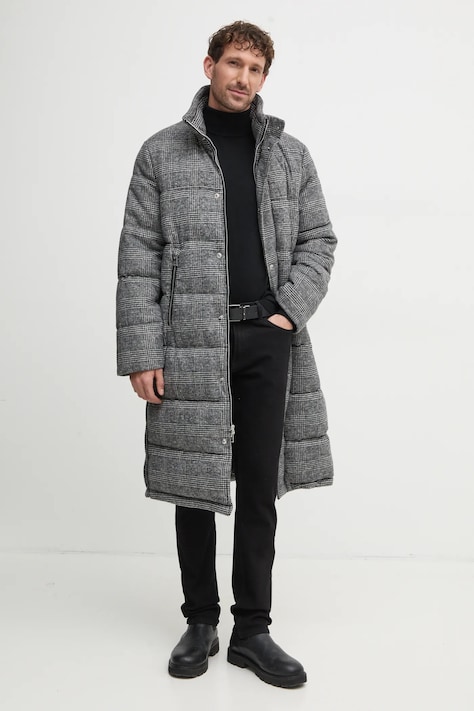 Bunda s prímesou vlny Michael Kors šedá farba, zimná, CF4202FFF1