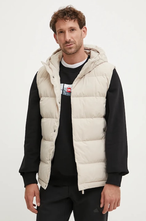 Brezrokavnik s puhom adidas Helionic moški, bež barva, IX8857