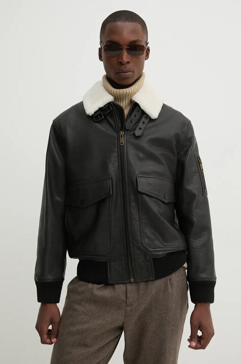 HUGO giacca in pelle uomo colore nero 50521030