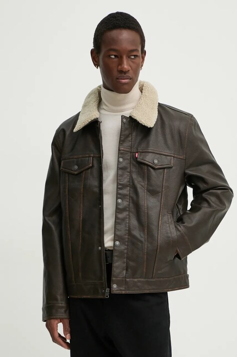 Levi's geaca barbati, culoarea maro, de tranzitie, 001YU