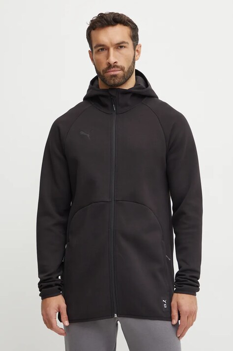 Puma bluza barbati, culoarea negru, cu glugă, neted, 676638