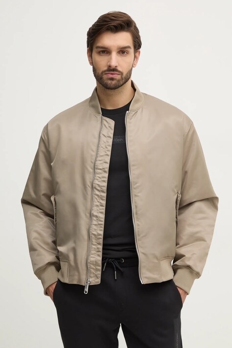 Calvin Klein Jeans geacă bomber bărbați, culoarea negru, de tranziție, 00040EM524
