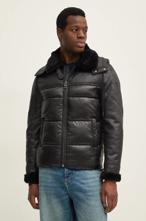 Guess geacă barbati, culoarea negru, de tranzitie, M4BL37.WGJL0