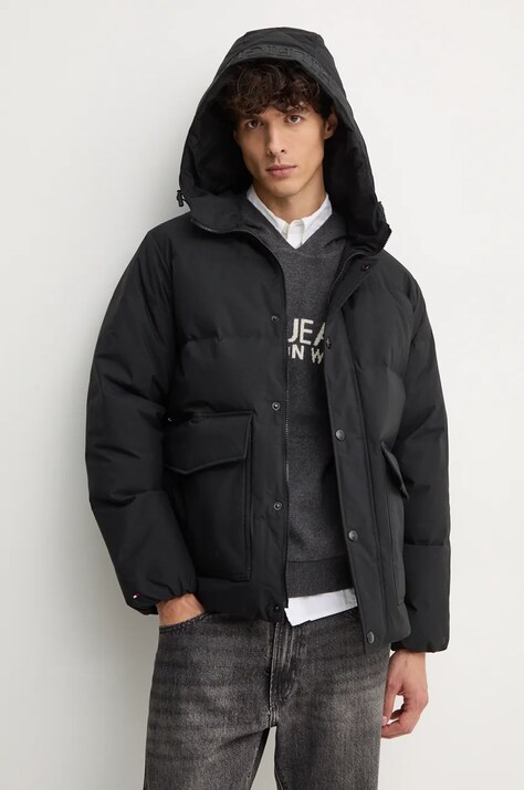 Tommy Hilfiger geaca de puf barbati, culoarea negru, de iarna, MW0MW37484