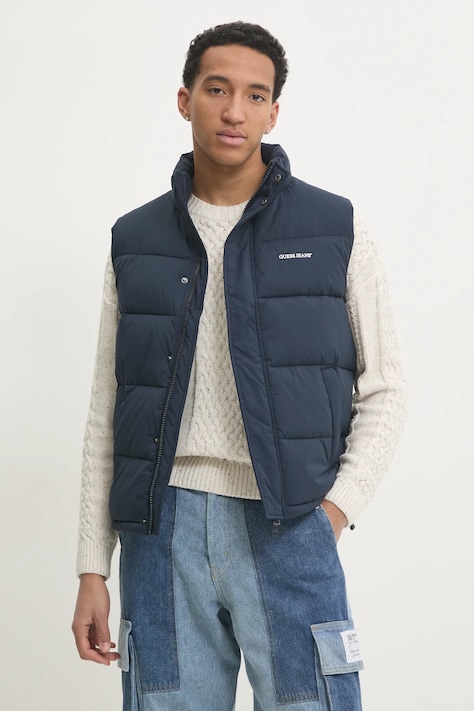 Αμάνικο μπουφάν Guess Jeans χρώμα: ναυτικό μπλε, M4BN47 WGII2